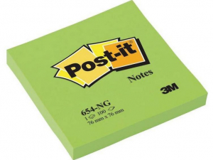  - Līmlapiņas Post-it neona zaļā krāsā 76 x 76 mm 100 gab.