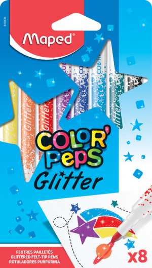 - Flomāsteri 8 krāsas Maped Color' Peps Glitter