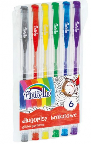  - Gēla pildspalvu komplekts Glitter Fiorello 6 krāsas