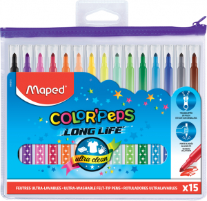  - Flomāsteri 15 krāsas Maped Color' Peps ar rāvējslēdzi