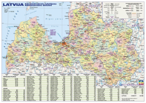  - Latvijas karte administratīvā un fizioģeogrāfiskā A3